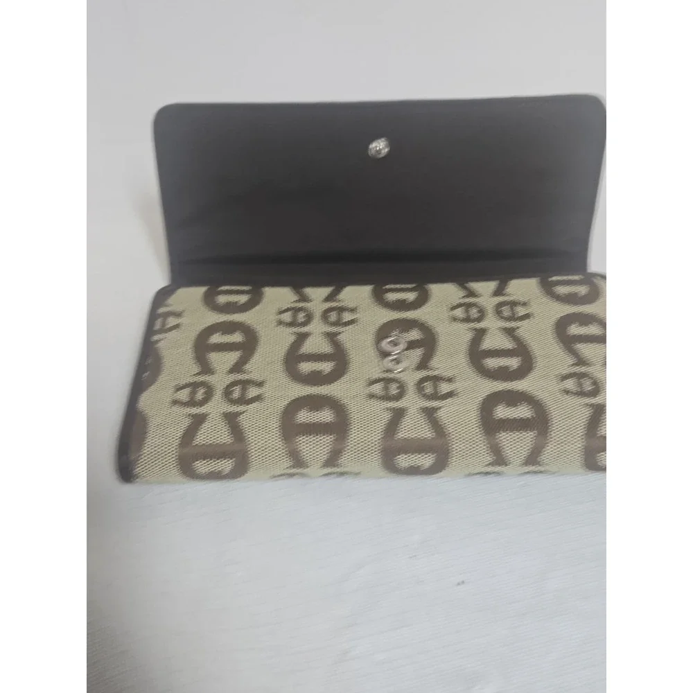 Etienne Aigner Keila Personal Assets Wallet Camel Logo Jacquard New With Tag